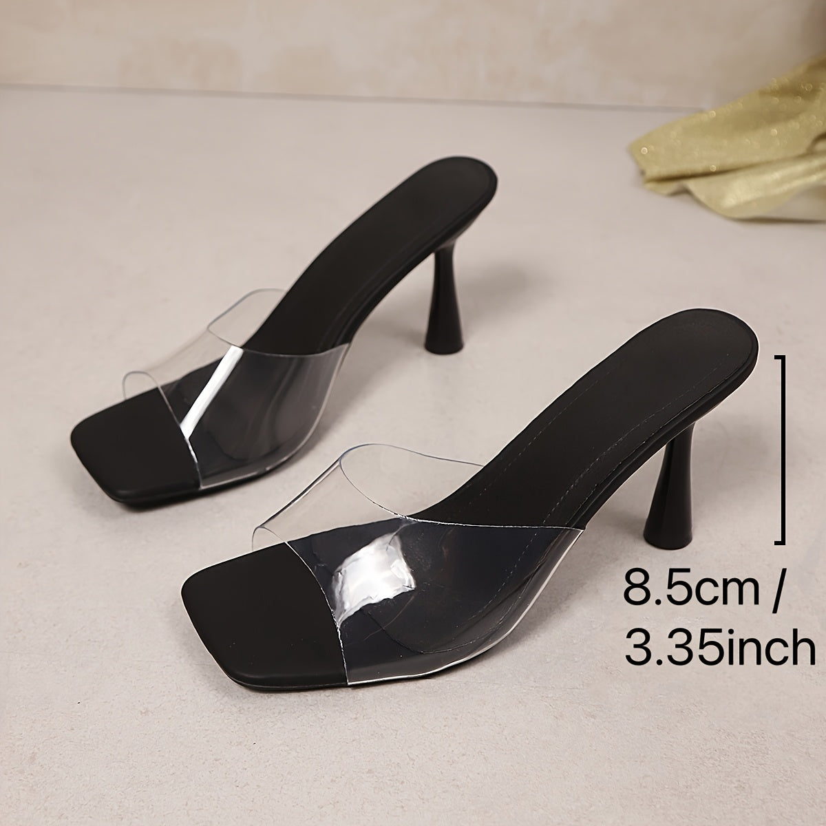 Women's Summer Faux Cover High Heel Sandals with Transparent Straps