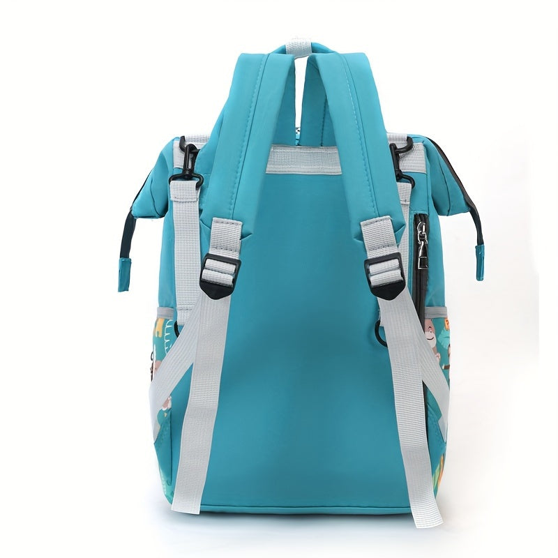 Cartoon Print Diaper Bag for Moms with Spacious Storage and Versatile Backpack