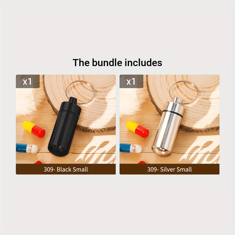 Portable Aluminum Pill Container Keychain Waterproof Small Travel Case