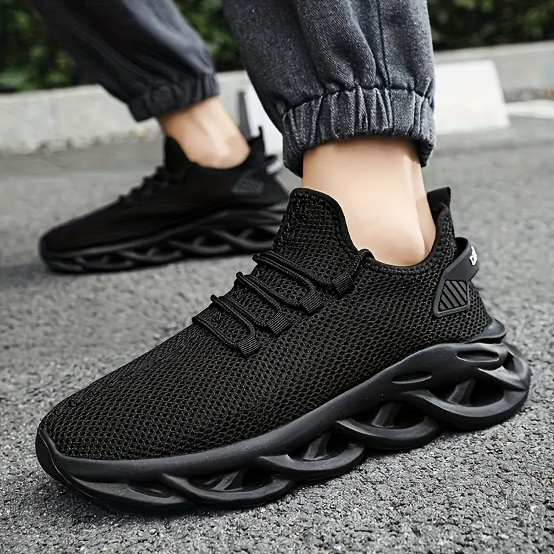 Men's Breathable Mesh Casual Sneakers Black White Two-Tone All-Season
