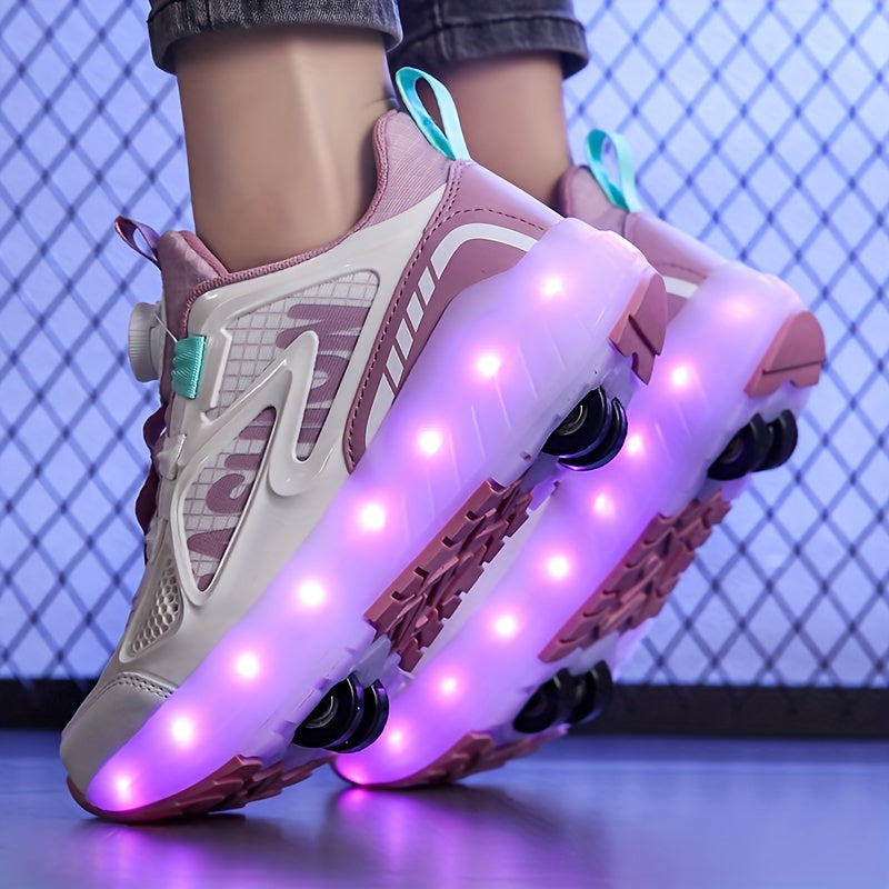 Kids LED Roller Skates for Boys and Girls Sizes 28-40 Removable PU Wheels 16 Light Modes