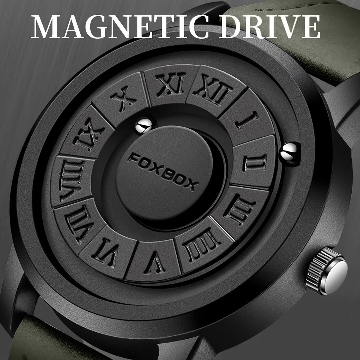 Reloj de cuarzo para hombre con diseño único de esfera, perlas magnéticas, resistente al agua 30M, correa de cuero