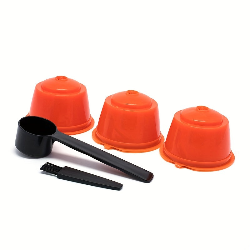 3pcs Reusable Coffee Filter Cups for Dolce Gusto Capsules with Brush and Spoon