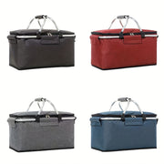 Складная плетёная корзина для пикника из Oxford, с изоляцией, большая водонепроницаемая складная сумка-холодильник