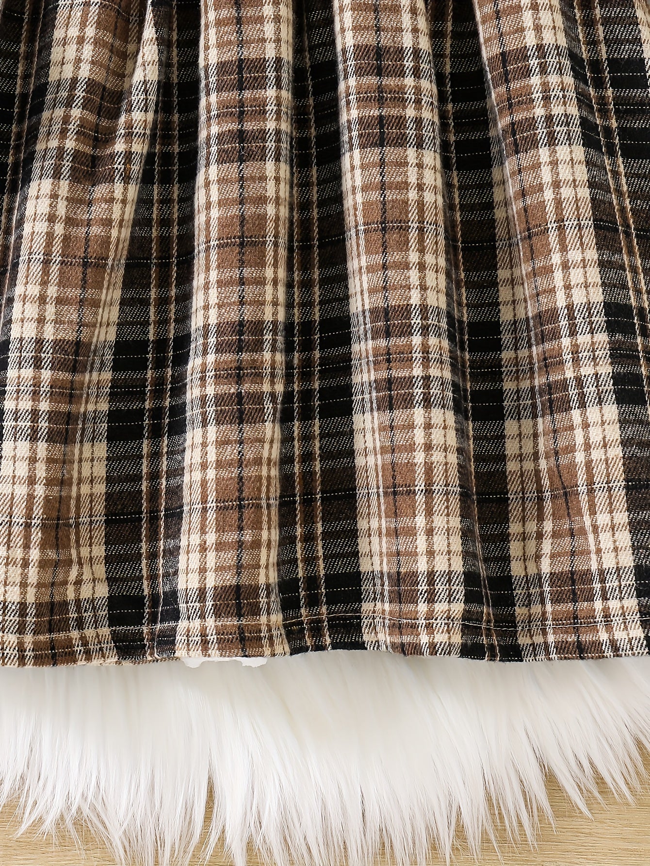 Girls' Long Sleeve Plaid Knit Dress with Belt for Spring and Fall