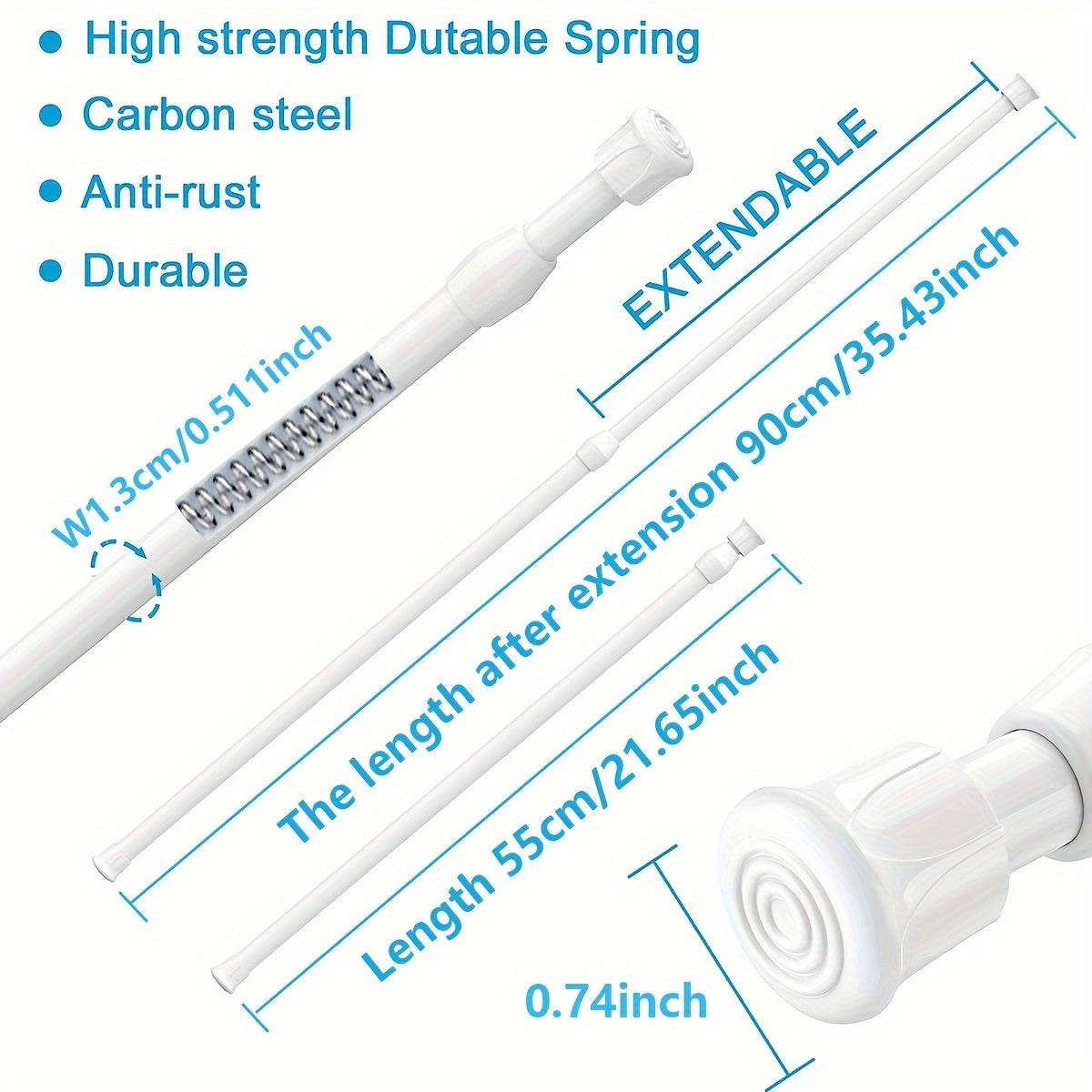 Telescopic Curtain Rod for Shower Clothes Drying Bathroom Accessories Adjustable Length