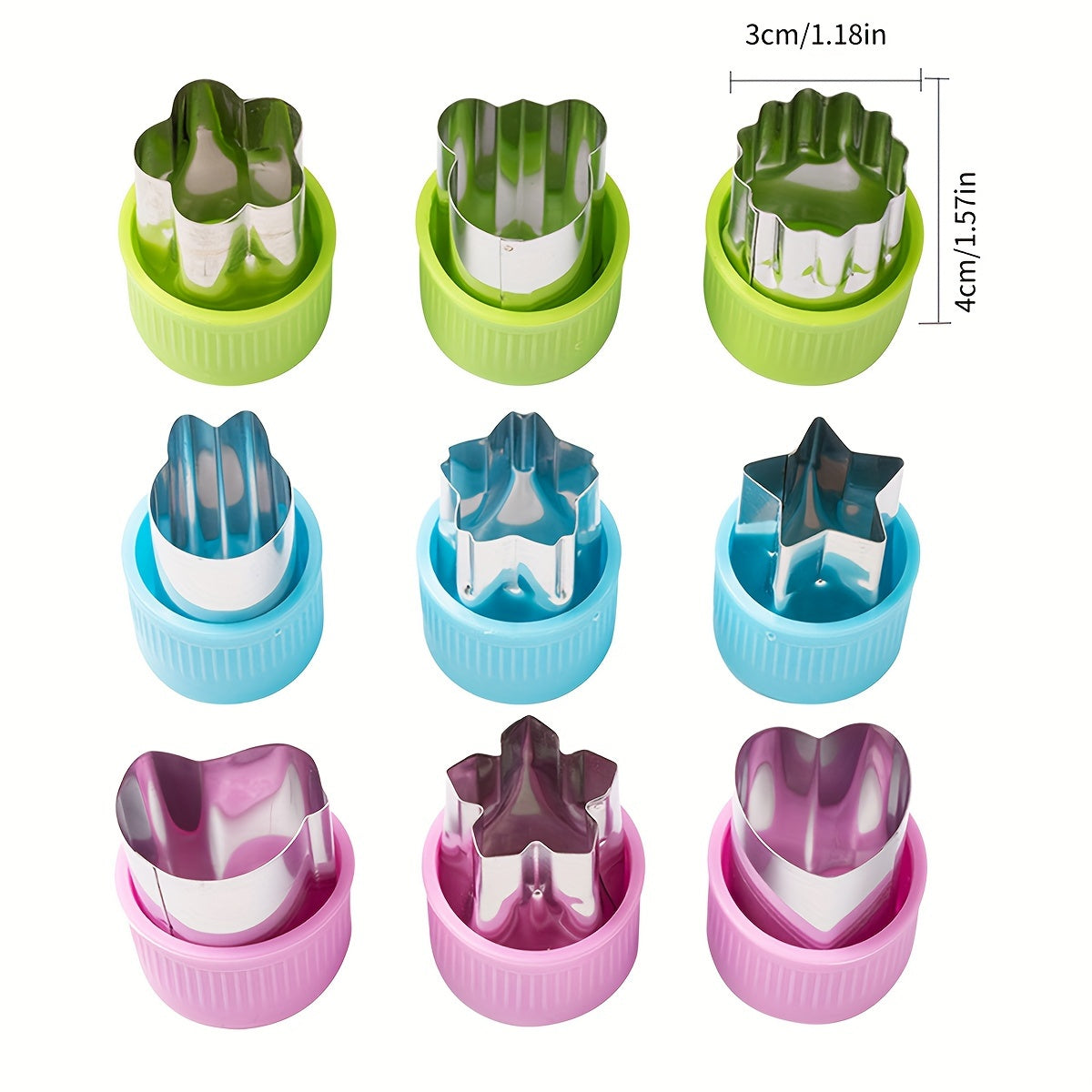 Fruit and Vegetable Cutting Mold Set, Stainless Steel, 3 or 9 Pieces
