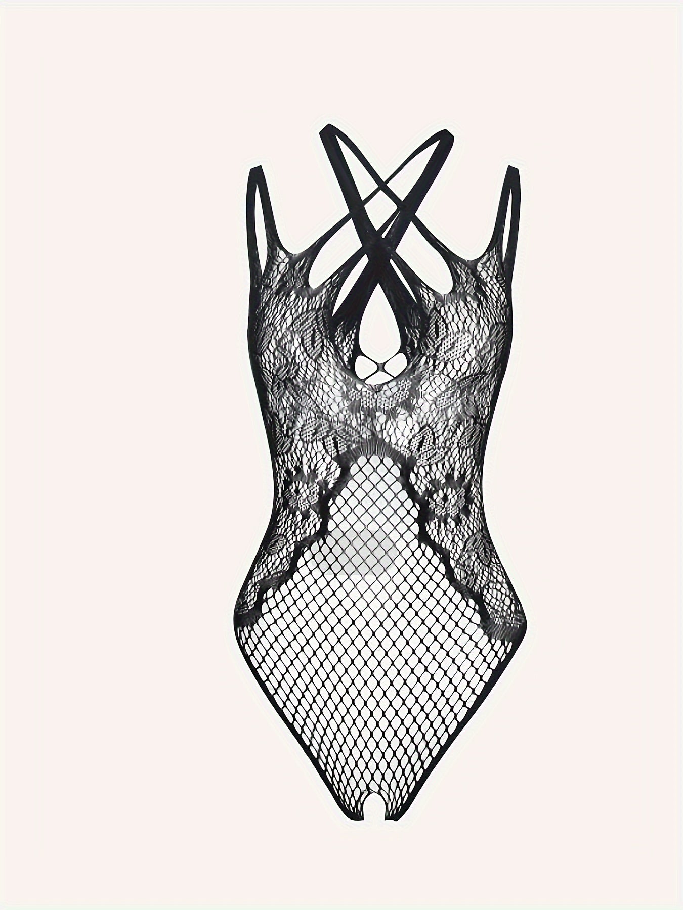 Women's Mesh Pattern Sleeveless Bodysuit See-Through Lingerie