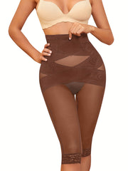 Women's High Waist Body Shaper Cropped Pants with Butt Lifting and Belly Cross Design in Multiple Colors