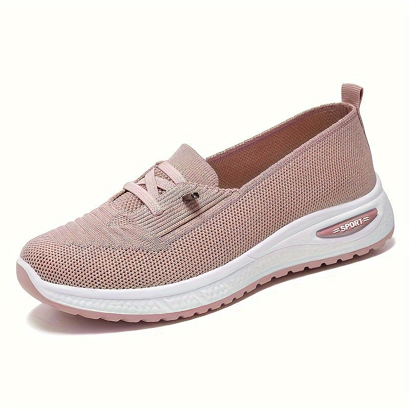 Women's Breathable Knit Sneakers Casual Slip-On Walking Shoes Low-Top