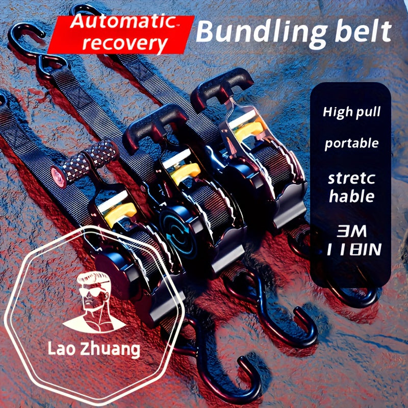 Correa de carga retráctil de acero para motocicleta, duradera, para asegurar equipaje