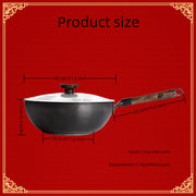 Cast Iron Dutch Oven 30cm Round Casserole Pan with Glass Lid and Wooden Handle