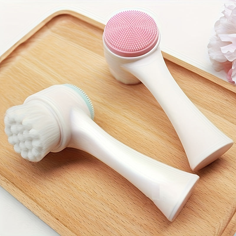 Unisex Silicone Face Cleanser Dual Soft Brushes Exfoliating Massager Fragrance-Free