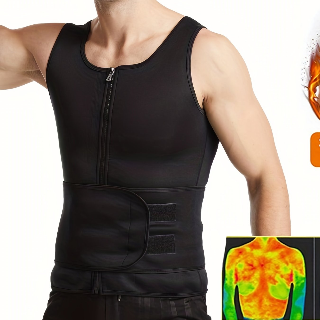 Men's Neoprene Tummy Control Tank Top Sleeveless Crew Neck Body Shaper