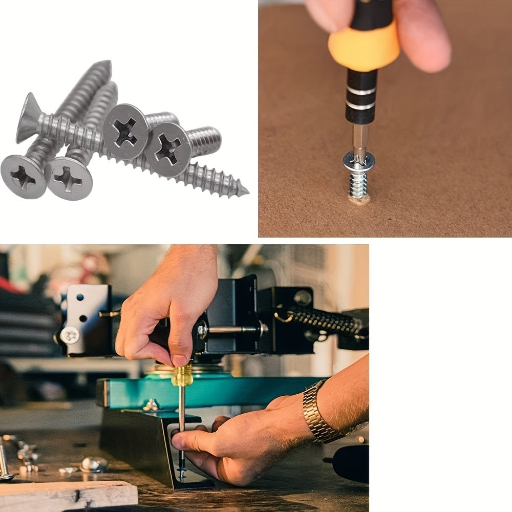 800pcs Self-Tapping Wood Screws Set, Nickel-Plated Carbon Steel, Assortment Kit