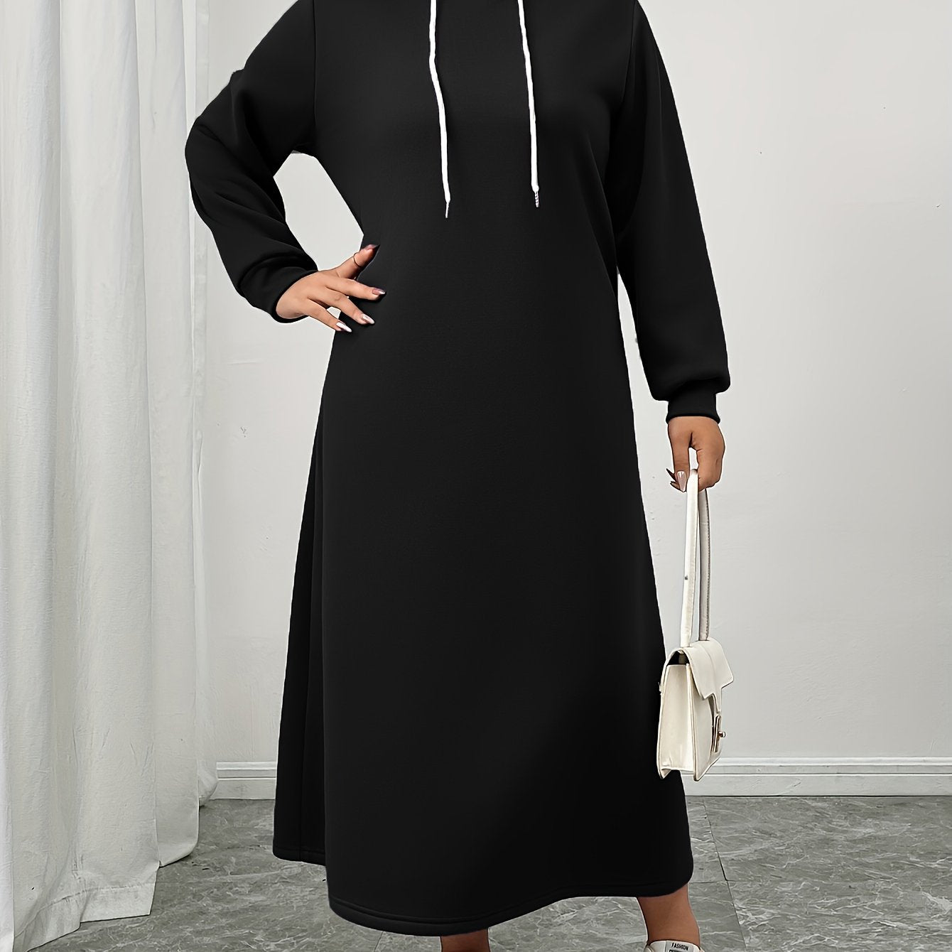 Women's Casual Wool Blend Hooded Dress Maroon Fitted Winter Wear