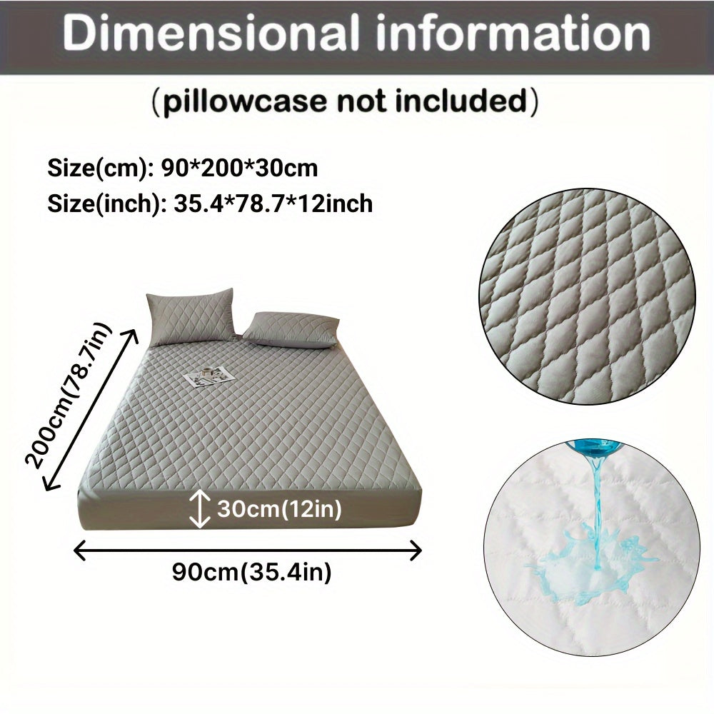 Waterproof Quilted Fitted Bed Sheet Protector for Single or Double Bed Gray White 1 Piece