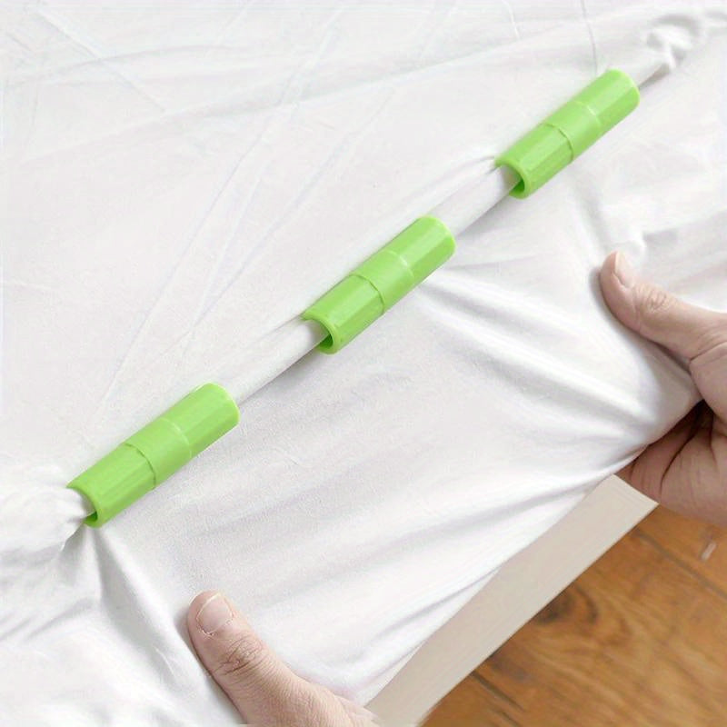 Set of 8 Adjustable Bed Sheet Straps Non-Fabric Green Fasteners for Bedding and Mattress Covers