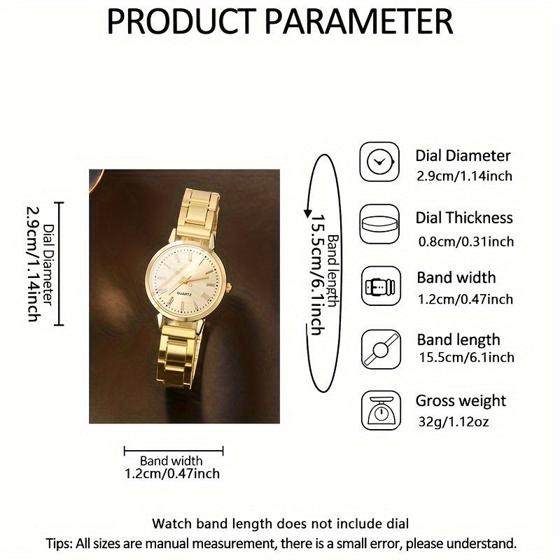 Women's Quartz Watch and Bracelet Set Light Luxury Zinc Alloy Round Non-Rechargeable Battery Gift for Her