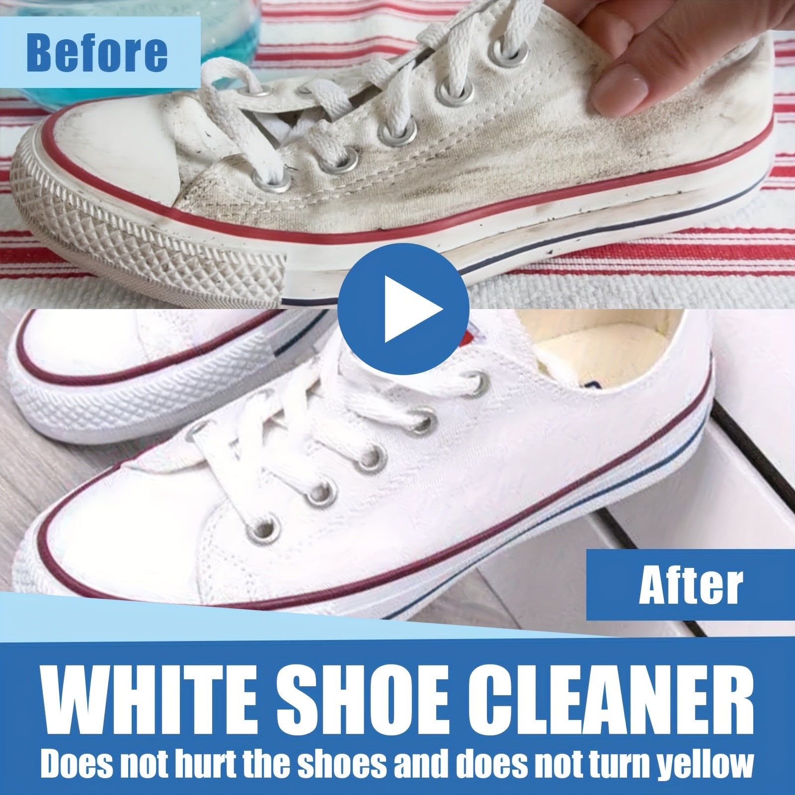 White Shoe Cleaner Cream for Sneakers Canvas Faux Leather No Rinse Stain Remover