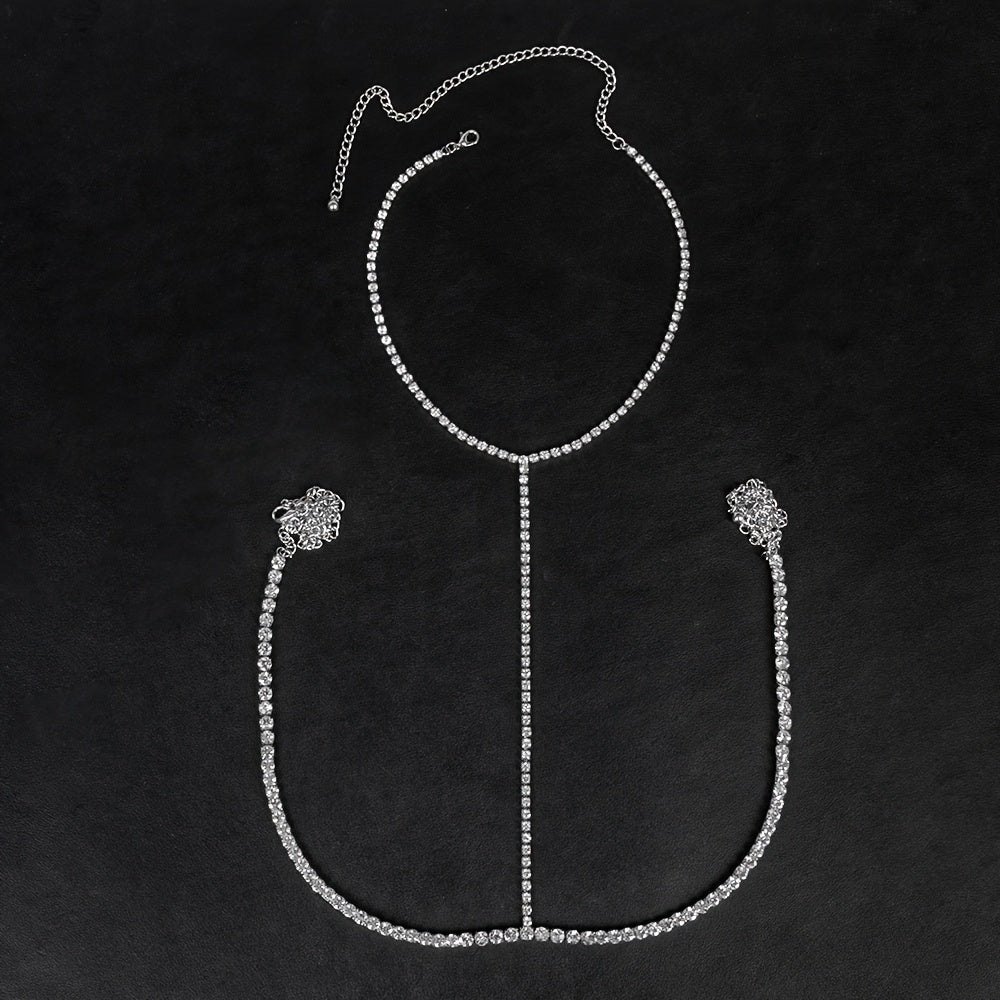 Alloy Body Chain Rhinestone Accents for Parties and Festivals Versatile Neck and Waist Jewelry