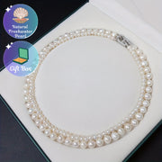 Двойная цепочка из пресноводных жемчужин для женщин, элегантное украшение, подарочная коробка