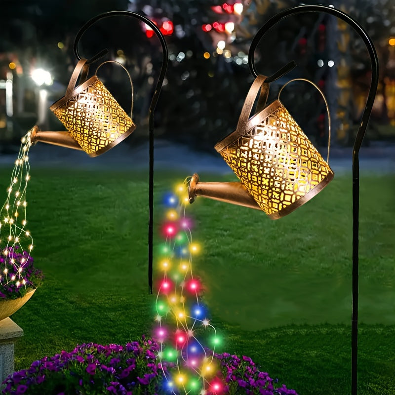 Solar Garden Light with Retro Metal Star Pot Design for Outdoor Decoration