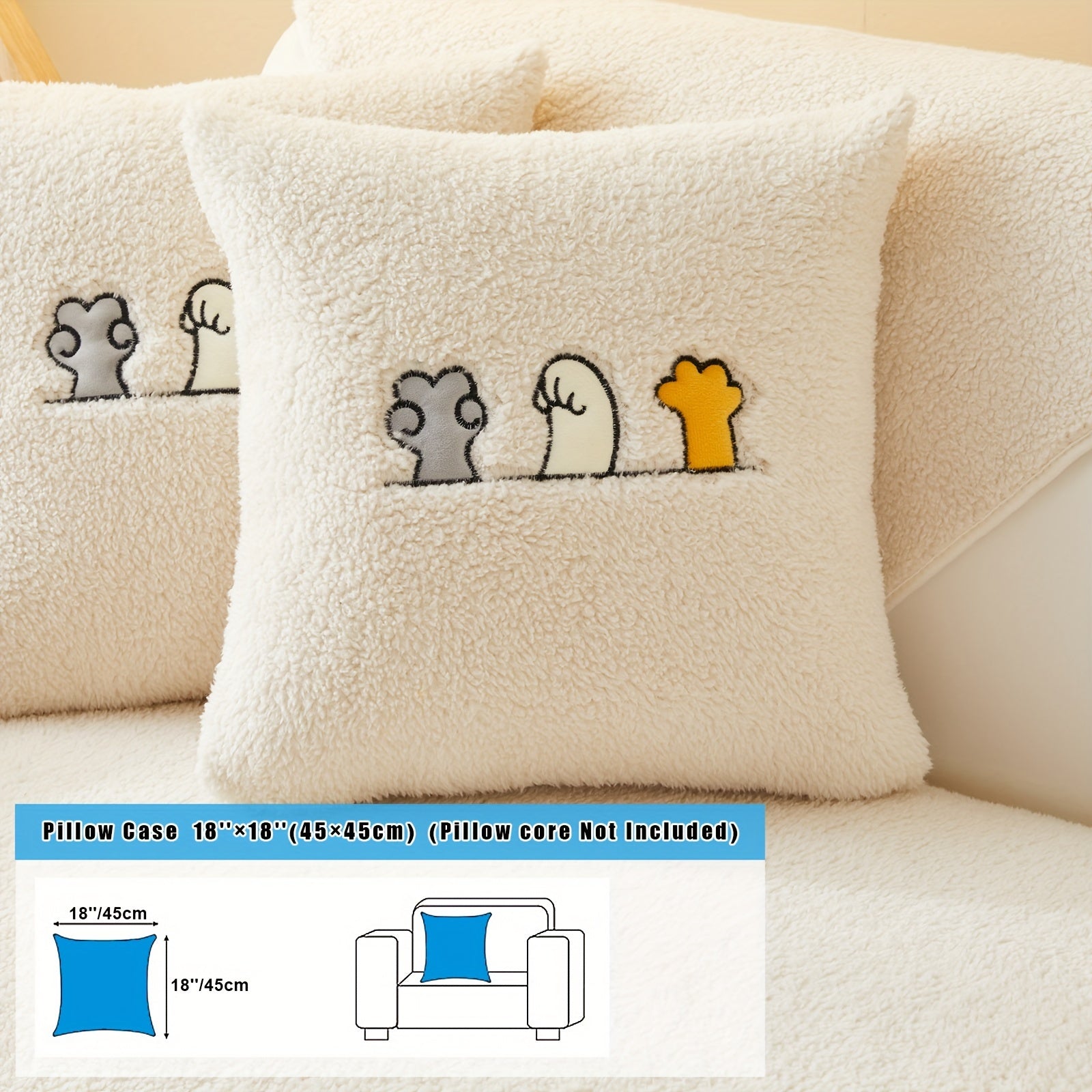 Софа с чехлом из шерпы, дружелюбным к домашним животным и нескользящим защитным покрытием для домашнего декора.