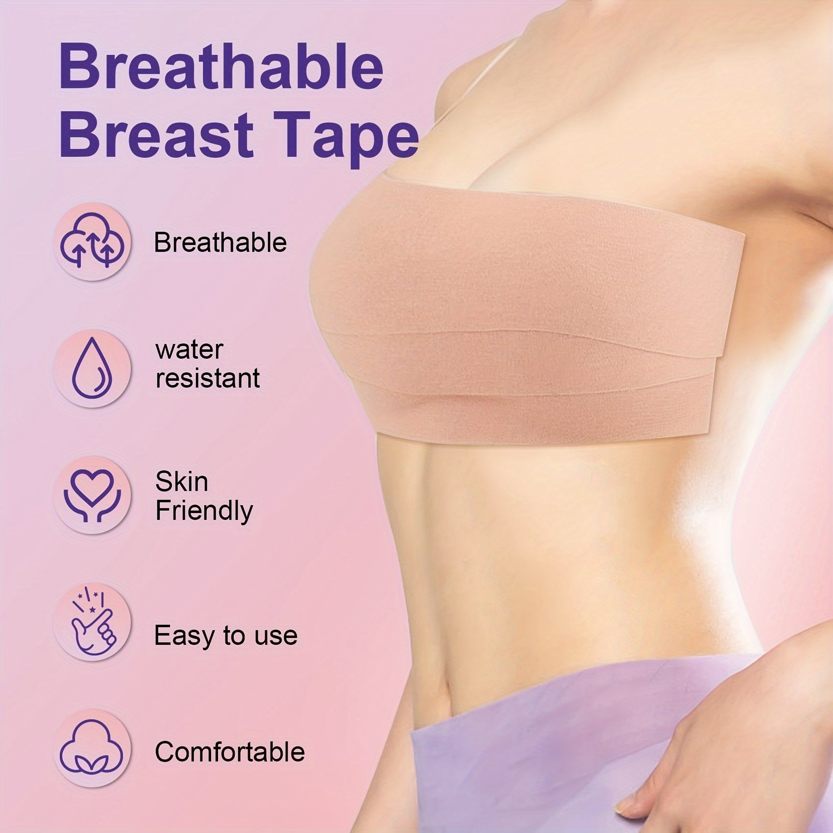 Waterproof Polyester Lingerie Tape for Breast Lift and Support, Invisible, Sweat-Proof, Suitable for Sports and Swimwear