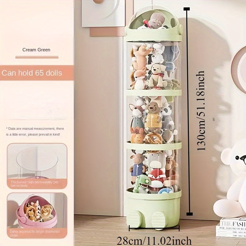 Qoplamali, dumaloq plastik qiziquvchi quti, qopqog' bilan. Yumshoq o'yinchoqlar, qiziquvchilar va turli xil buyumlar uchun ideal. Uy tashkiloti va sovg'alar uchun mukammal, shuningdek, bayram bezaklari uchun ham foydalanish mumkin.