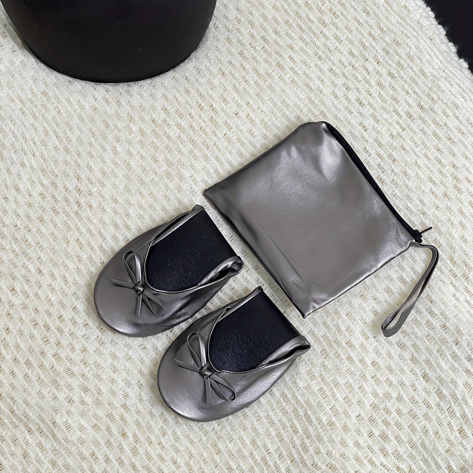 Women's Soft Sole Ballet Flats, Foldable Wedding Dance Shoes, Solid Color