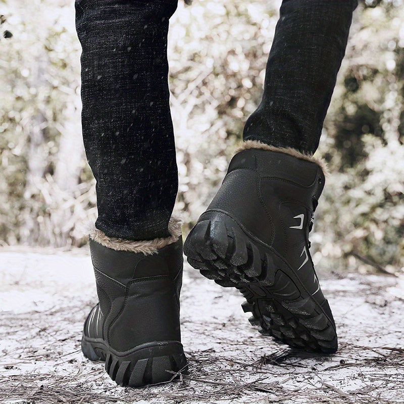 Women's Winter Snow Boots Fleece Lined Slip-On Black All-Season Outdoor