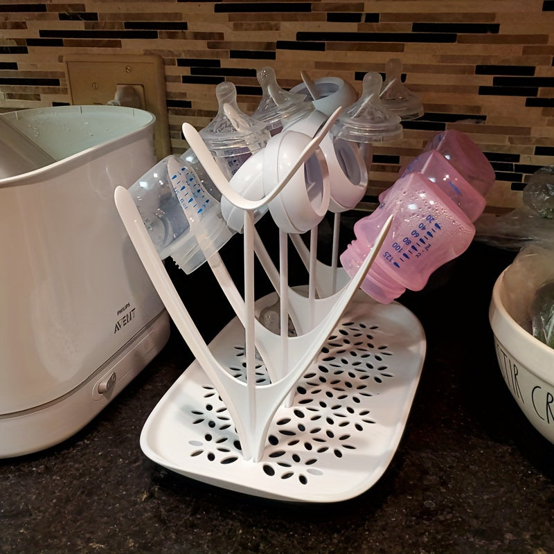 Compact Bottle Drying Rack for 8 Bottles with Removable Drip Tray and Dishwasher Safe