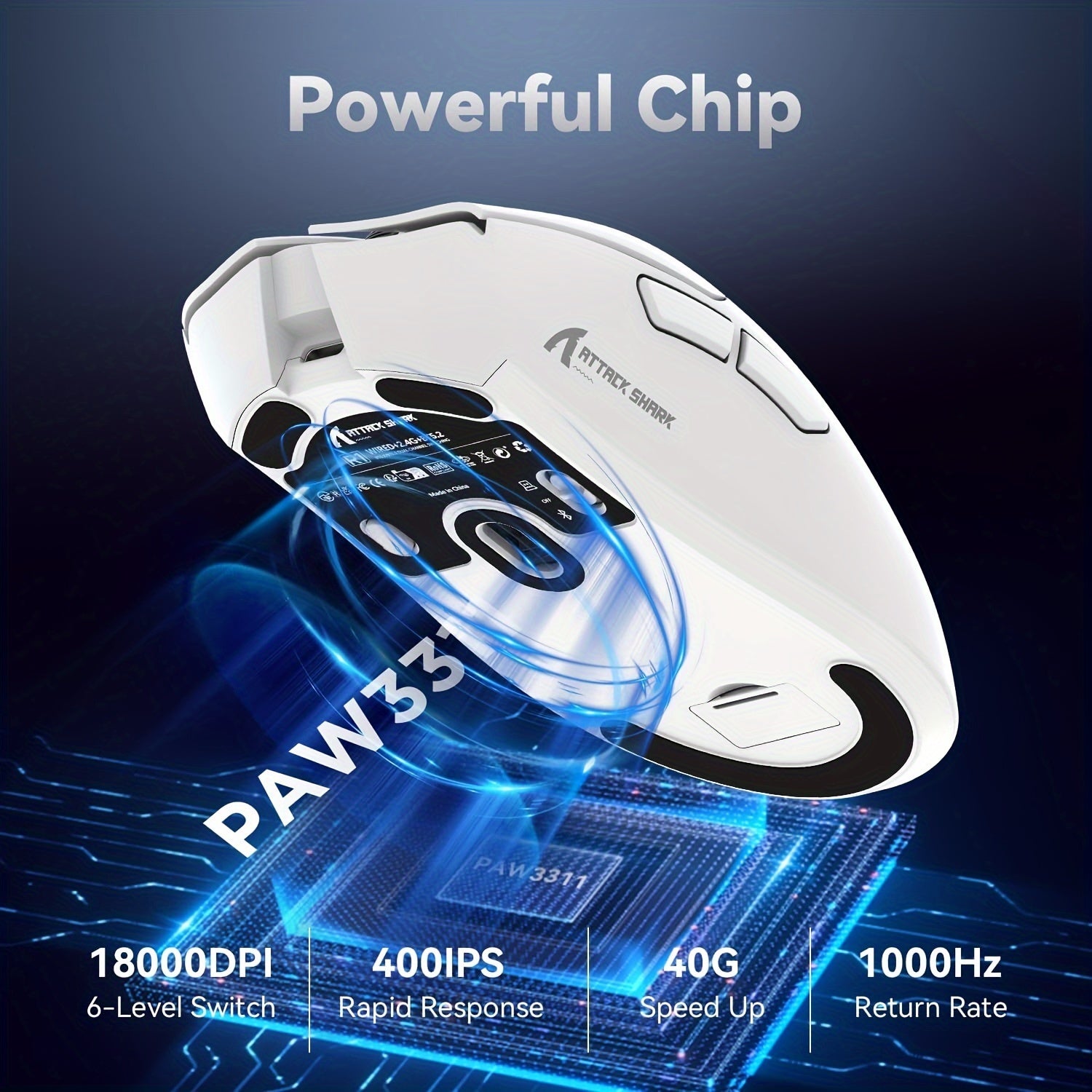 Wireless Gaming Mouse 18K DPI Optical Ambidextrous Ultralight 59g Tri-Mode Connectivity