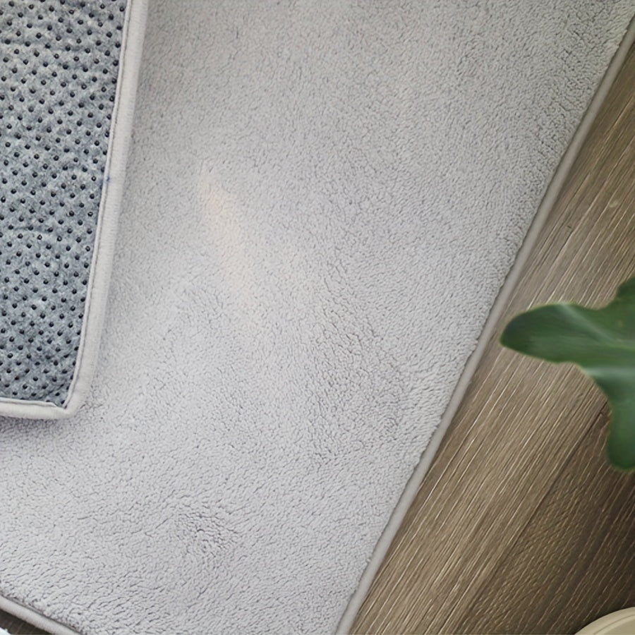 Oblong Bath Rug Non-Slip Quick-Dry Absorbent Polyester 1.8cm Thick