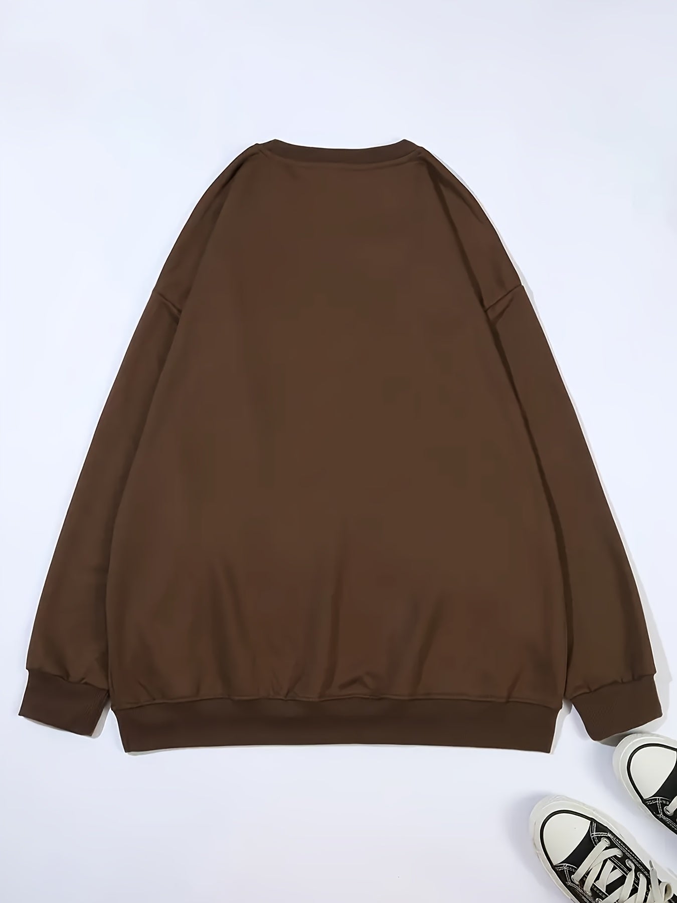 Plus Size Women's Casual Print Pullover Sweatshirt Long Sleeve Crew Neck