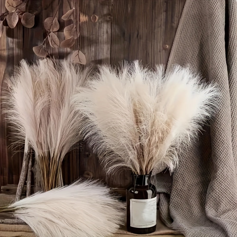 21 Pcs Artificial Pampas Grass Flowers Realistic Texture Soft Feathered Decor for Celebrations and Room