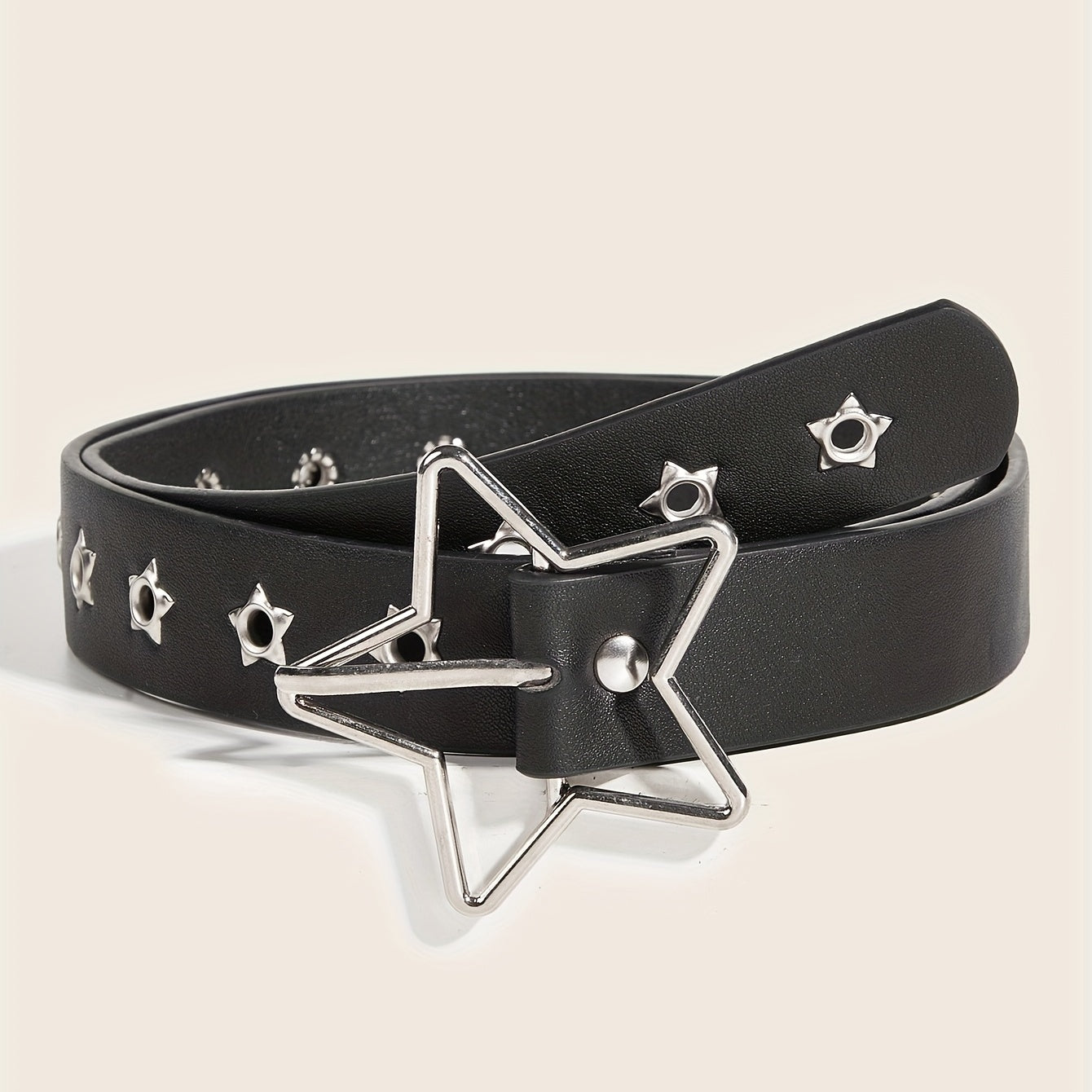 Women's Black PU Belt with Rivet Studs for Y2K Jeans