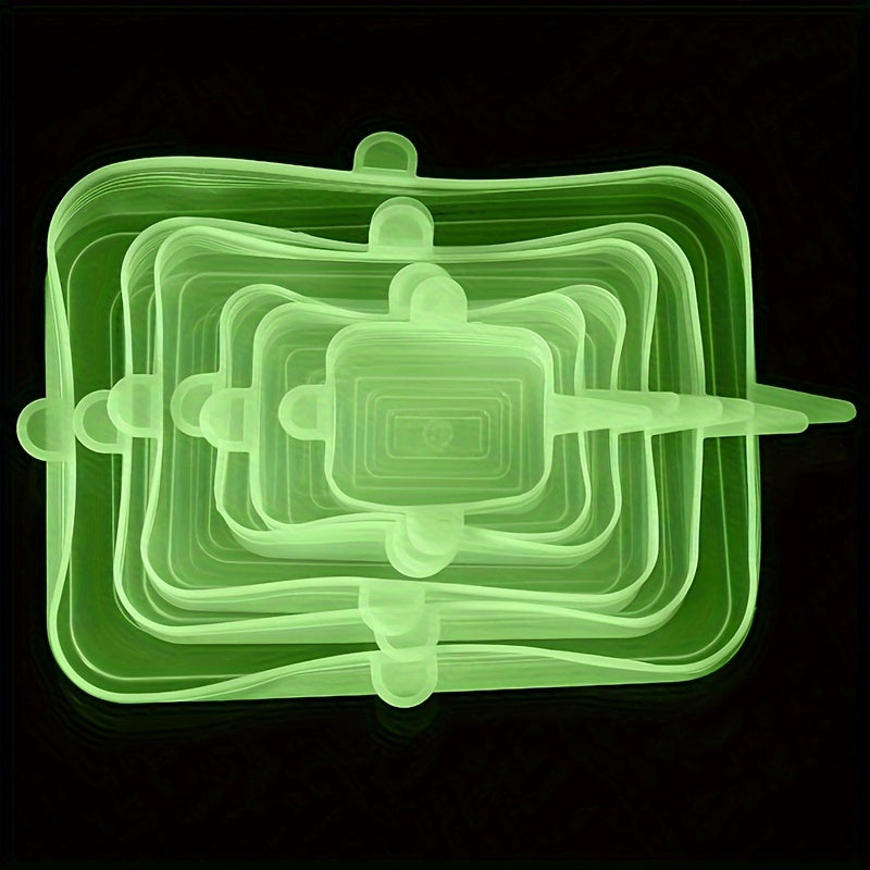 6 ta qayta ishlatiladigan silikon oziq-ovqat qoplanmalari to'plami, idishlar, plitalar va konteynerlar uchun