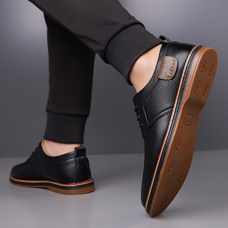 Zapatos casuales de negocios para hombre, de caña baja, con cordones, de color sólido, PU, para todas las estaciones