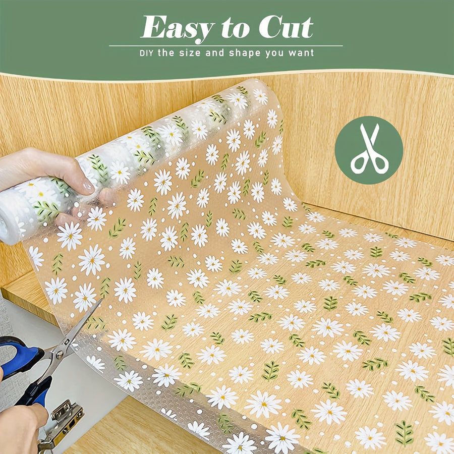 Floral and Grass Pattern EVA Shelf Liner Moisture Resistant Durable Drawer Mat