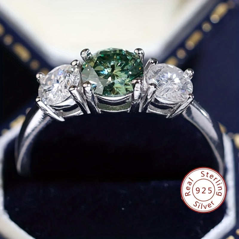 Sterling Silver 2ct Moissanite Promise Ring for Engagement Wedding Gift Box