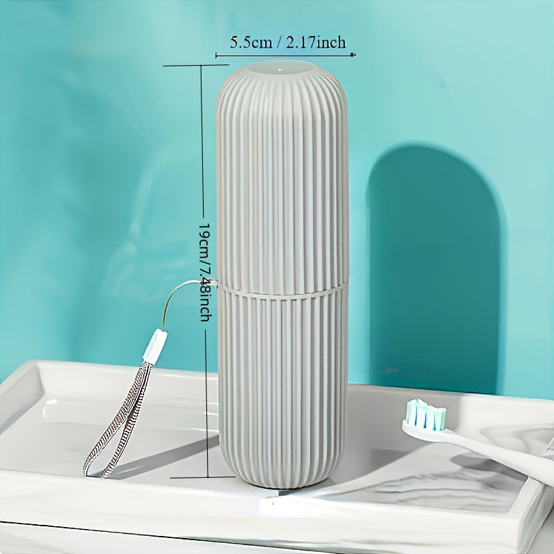 Travel Toothbrush Case Set with Mouthwash Cup and Toothpaste Rack for Portable Use