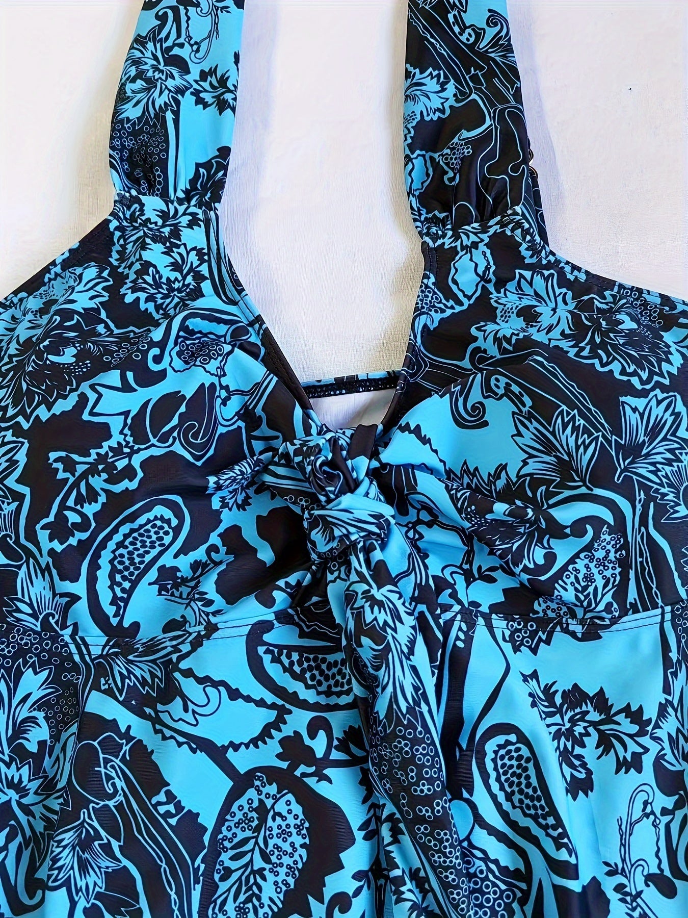 Boho-uslub katta o'lchamli tankini to'plami, Paisley bosma V-shakllı suzish kostyumi, ayollar uchun