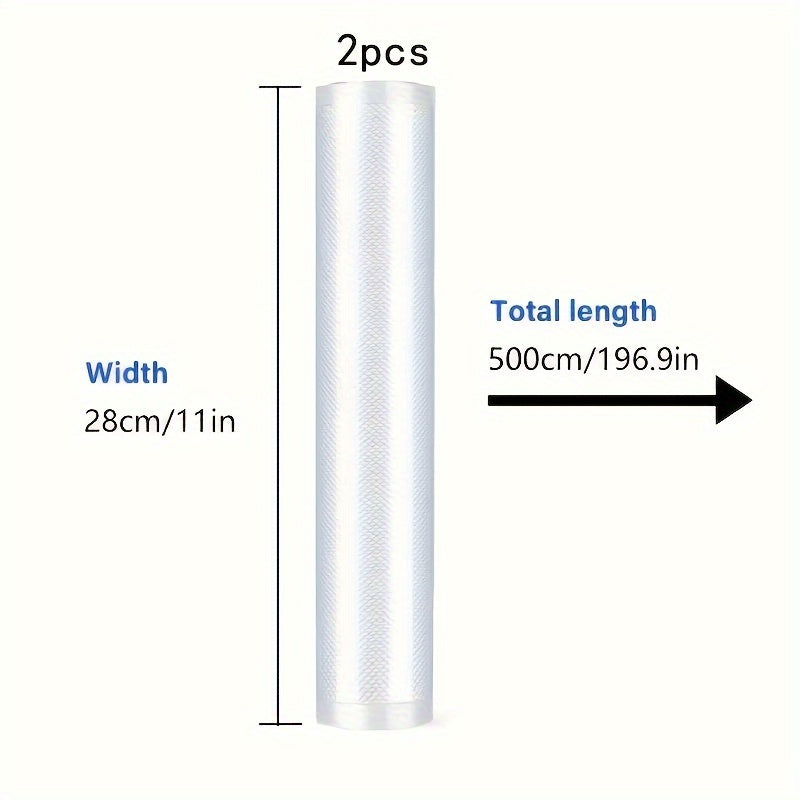 Vacuum Sealing Bags 2 Rolls Food Storage Reusable Airtight Anti-Spill