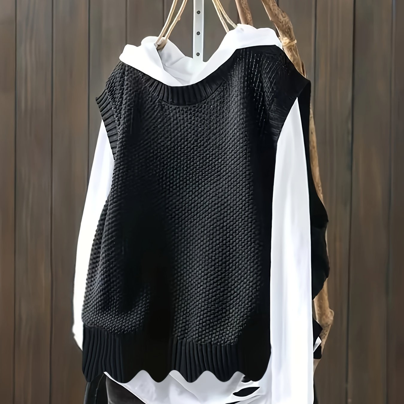 Plus Size Women's Sleeveless Vest with Asymmetrical Hem and Round Neck