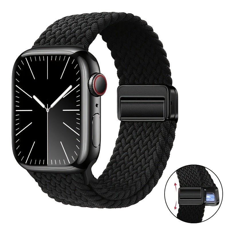 Bir nechta ranglarda Apple Watch Series 1-10 Ultra uchun sozlanadigan naylon magnit soat bandi