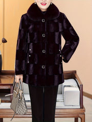 Плюс сайз искусственный мех Тедди пальто для женщин, длинный рукав, зимняя верхняя одежда