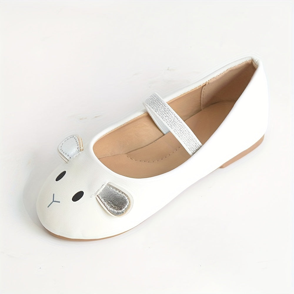 Girls Women Cartoon Rabbit Mary Jane Shoes Breathable Non-Slip Flats with Elastic Closure