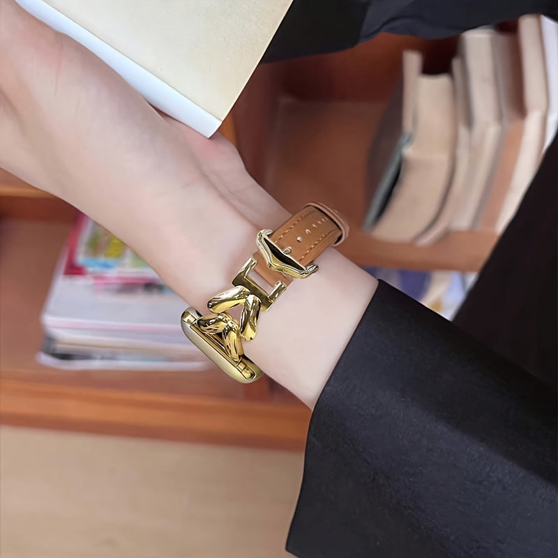 Metal Watch Strap for Apple Watch Series 7/6/5/4 with Rose Gold Finish Stainless Steel Buckle